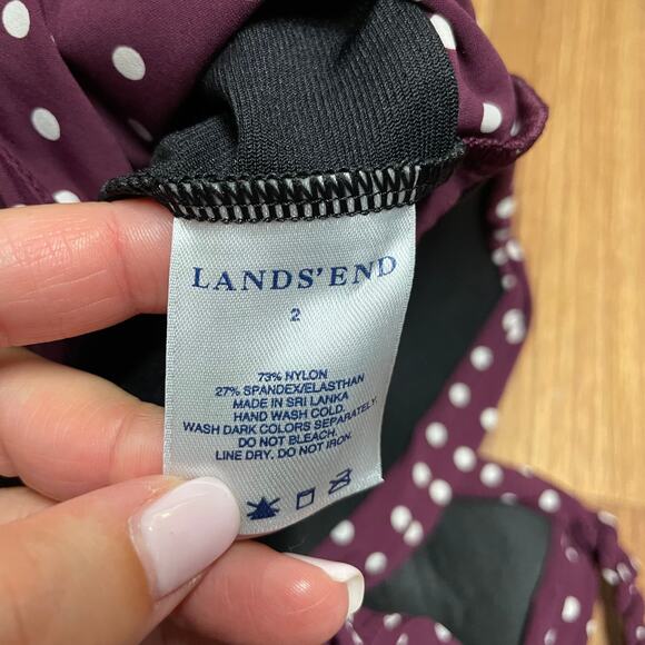 Lands End Womens Purple White Polka Dot Tankini Swim Top Size 2 XS Modest - Picture 7 of 7